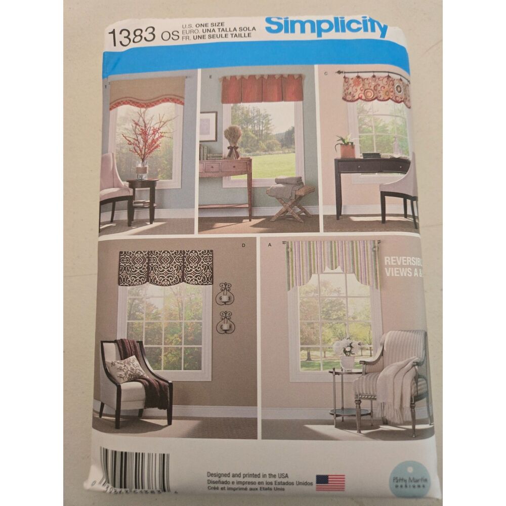 Simplicity Valance Curtain Pattern 1383 Windows 36"-40"